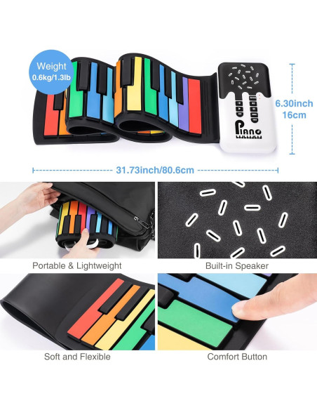 Teclado Piano Plegable POGOLAB 49 Teclas Arcoíris Portátil Teclado Piano Plegable POGOLAB 49 Teclas Arcoíris Portátil