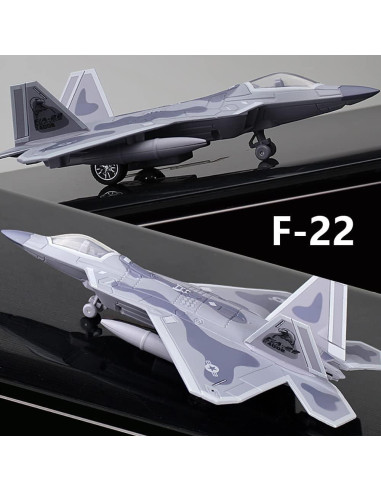 Avión Militar Ailejia F-22 Diecast con Luces y Sonido