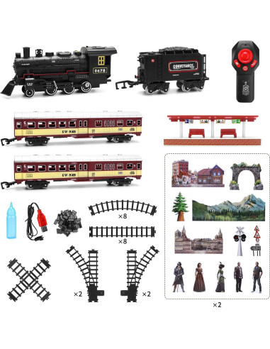 Juego de tren eléctrico LCF con control remoto y vías 177,8 cm
