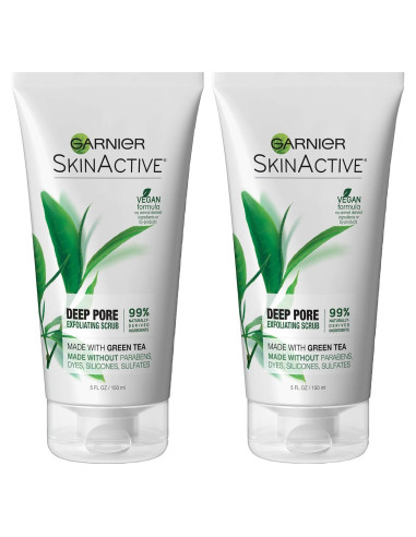 Exfoliante Facial Garnier SkinActive Té Verde 148 ml x2 Piel Grasa
