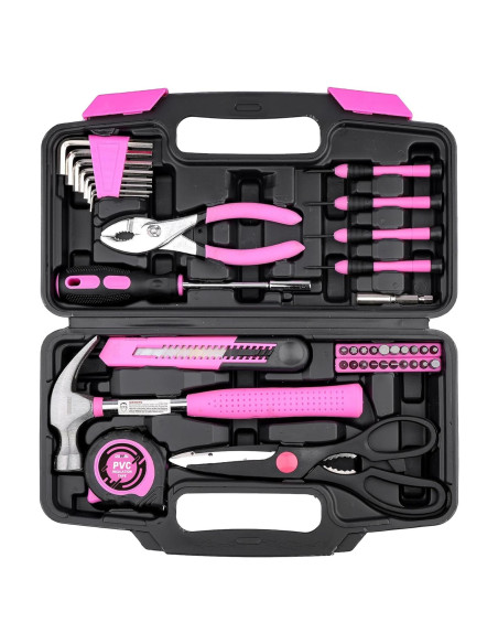 Kit de Herramientas DOWELL 40 Pcs Rosa con Caja Plástica Kit de Herramientas DOWELL 40 Pcs Rosa con Caja Plástica