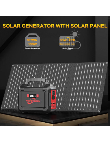 Generador Solar POWSTREAM P168 167Wh con Panel 30W