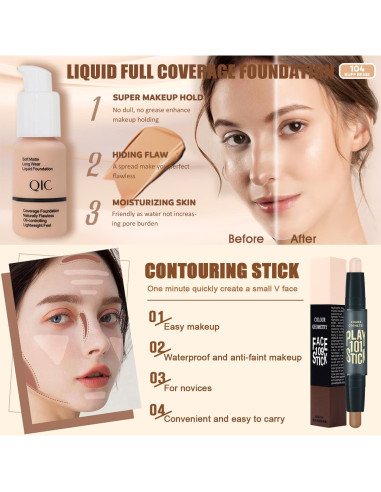 Kit de Maquillaje NUIBO Todo en Uno - Base, Sombras y Labiales