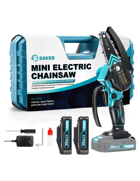 Motosierra Mini Saker 20V Inalámbrica 1.1 kg para Jardín Motosierra Mini Saker 20V Inalámbrica 1.1 kg para Jardín