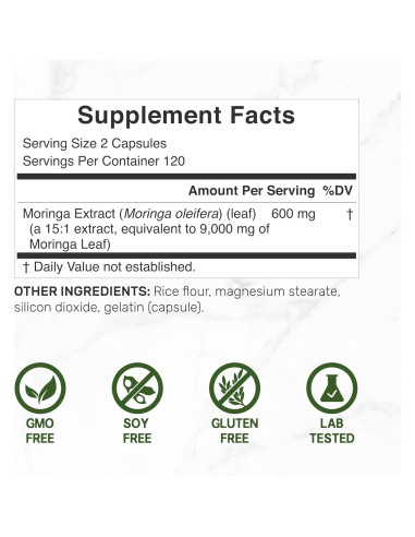Cápsulas de Moringa Oleifera 9000mg Deal Supplement 240 Unidades