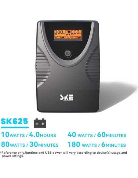 UPS SKE 625VA/360W con LCD y protección contra sobretensiones UPS SKE 625VA/360W con LCD y protección contra sobretensiones