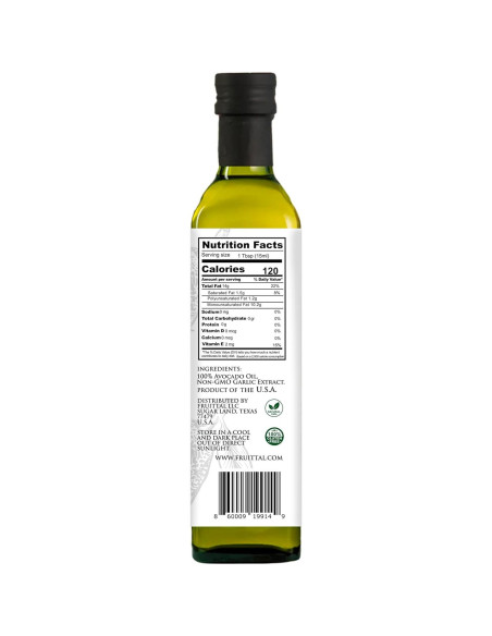 Aceite de Aguacate Infundido con Ajo Fruittal 500 ml - Puro y Saludable Aceite de Aguacate Infundido con Ajo Fruittal 500 ml - Puro y Saludable