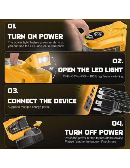 Inversor de Potencia 200W LIVOWALNY DC 20V a AC 110V Inversor de Potencia 200W LIVOWALNY DC 20V a AC 110V