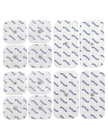 12 Almohadillas Electrodos TENS Axion 2x2 y 4x2 cm Reutilizables