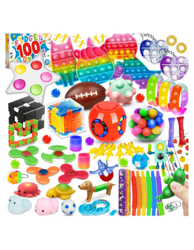 Paquete de 100 Juguetes Antiestrés Hhobby Stars para Niños