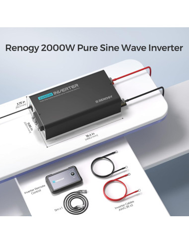 Inversor Renogy 2000W 12V DC a 120V AC Bluetooth