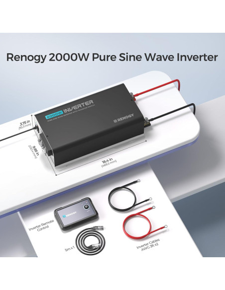 Inversor Renogy 2000W 12V DC a 120V AC Bluetooth Inversor Renogy 2000W 12V DC a 120V AC Bluetooth