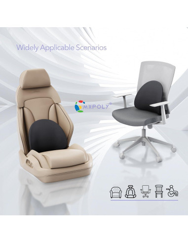Cojín Lumbar Ergonómico MXPOLY - Espuma Viscoelástica Negro