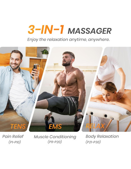 Estimulador Muscular TENS AVCOO 3-en-1 30 Modos 40 Intensidades Estimulador Muscular TENS AVCOO 3-en-1 30 Modos 40 Intensidades