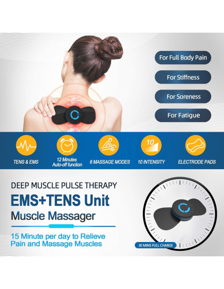 Mini Masajeador TENS JICHAMOXY Recargable para Alivio Muscular Mini Masajeador TENS JICHAMOXY Recargable para Alivio Muscular
