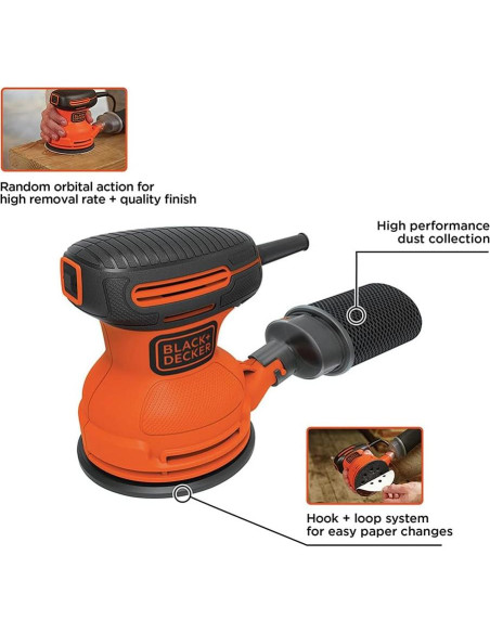 Lijadora Orbital BLACK+DECKER BDERO100 5" 2.0A 12000 OPM Lijadora Orbital BLACK+DECKER BDERO100 5" 2.0A 12000 OPM