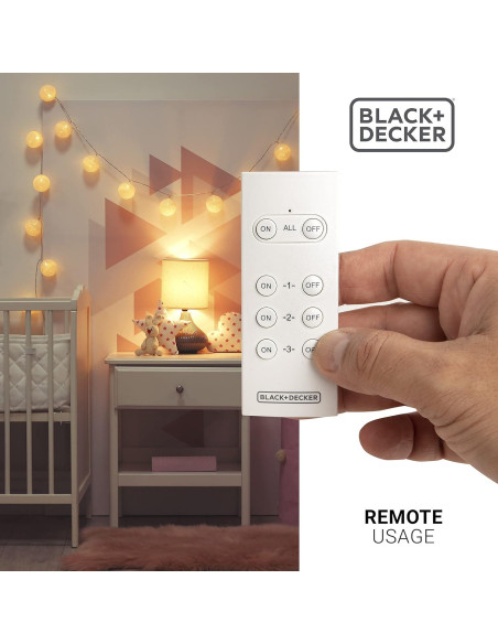 Enchufe Control Remoto Inalámbrico Black+Decker 3 Enchufes Enchufe Control Remoto Inalámbrico Black+Decker 3 Enchufes