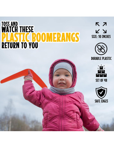 Boomerangs de Plástico Fun Express - Paquete de 48 - 25,4 cm