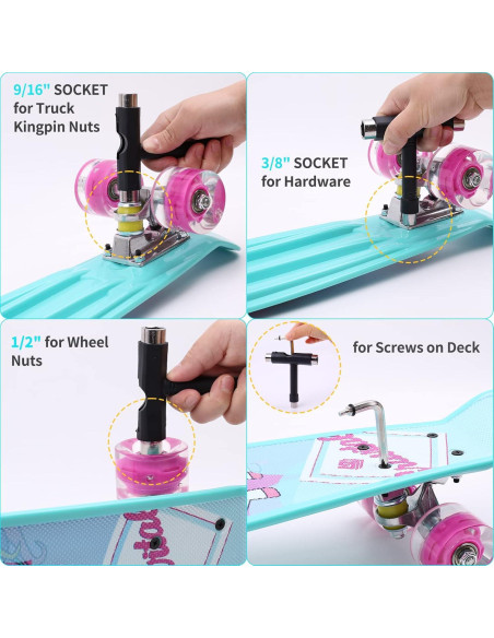 Patineta Kqpoinw 22 cm Unicornio Azul Ruedas LED para Niños Patineta Kqpoinw 22 cm Unicornio Azul Ruedas LED para Niños