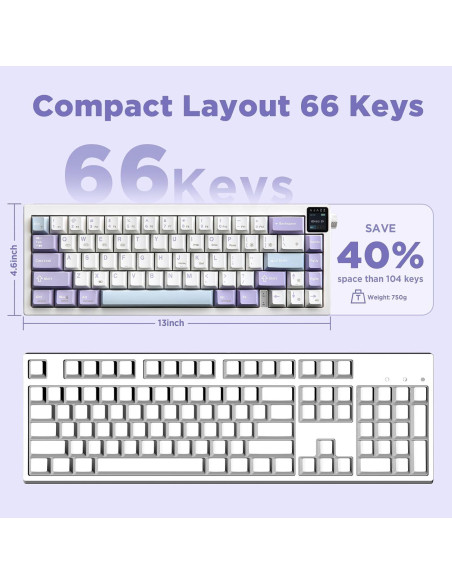 Teclado Mecánico AJAZZ AK650 Inalámbrico 65% RGB Púrpura Teclado Mecánico AJAZZ AK650 Inalámbrico 65% RGB Púrpura