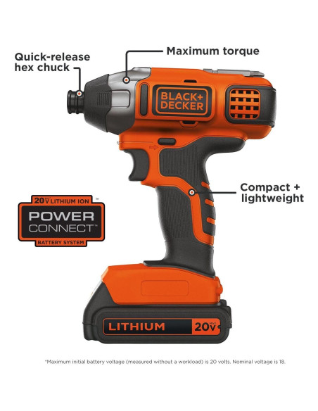 Destornillador de Impacto Inalámbrico BLACK+DECKER 20V Destornillador de Impacto Inalámbrico BLACK+DECKER 20V
