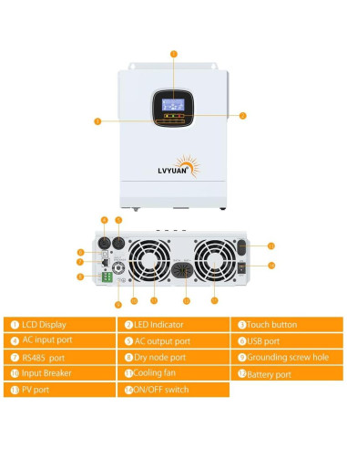 Inversor Híbrido Solar LVYUAN 3000W 24V Controlador MPPT