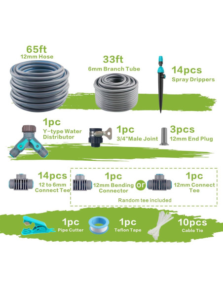 Kit de Riego por Goteo 30m Fujin con Accesorios 12mm 6mm Kit de Riego por Goteo 30m Fujin con Accesorios 12mm 6mm