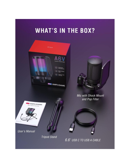 Micrófono USB FIFINE A6V para Gaming con RGB y Silencio Micrófono USB FIFINE A6V para Gaming con RGB y Silencio