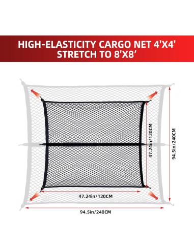 Red de Carga KRZKRZ para Cama de Camioneta 4x4 Estirable