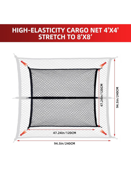 Red de Carga KRZKRZ para Cama de Camioneta 4x4 Estirable Red de Carga KRZKRZ para Cama de Camioneta 4x4 Estirable