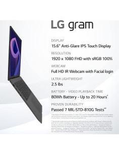 Laptop LG gram 15.6" i7 16GB 512GB Windows 11 Gris 2
