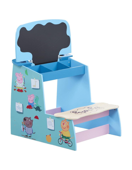 Escritorio de Madera Peppa Pig con Pizarra y Almacenamiento Escritorio de Madera Peppa Pig con Pizarra y Almacenamiento
