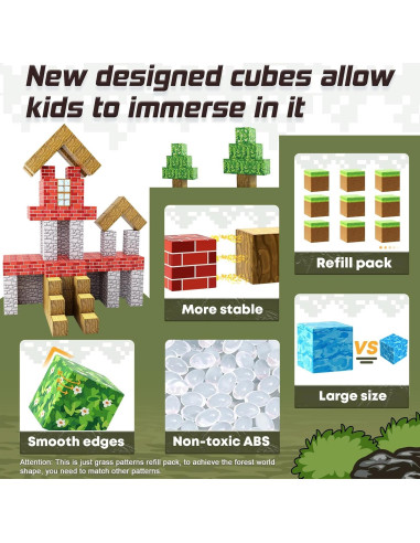 Bloques Magnéticos Toylogy Edición Césped 10cm para Niños 3+