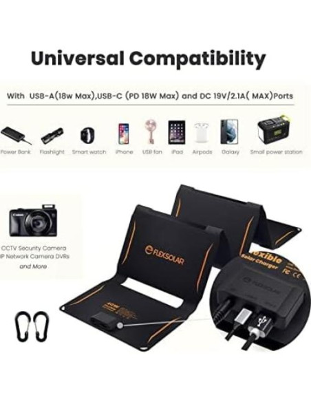 Cargador Solar FlexSolar 40W Plegable USB-C y USB-A Cargador Solar FlexSolar 40W Plegable USB-C y USB-A
