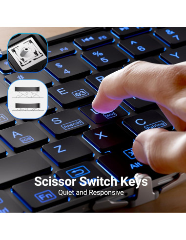 Teclado Plegable iClever BK05 Retroiluminado Bluetooth 4 Dispositivos