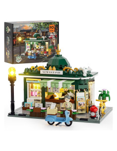 Set de Ladrillos FUNWHOLE Quiosco de Noticias con Luz LED