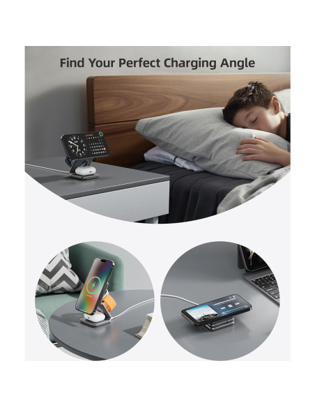 Cargador Inalámbrico Plegable 3 en 1 KU XIU X40Q 15W Cargador Inalámbrico Plegable 3 en 1 KU XIU X40Q 15W