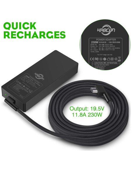 Cargador KABCON 230W para Razer Blade 15 y Pro 17 Cargador KABCON 230W para Razer Blade 15 y Pro 17