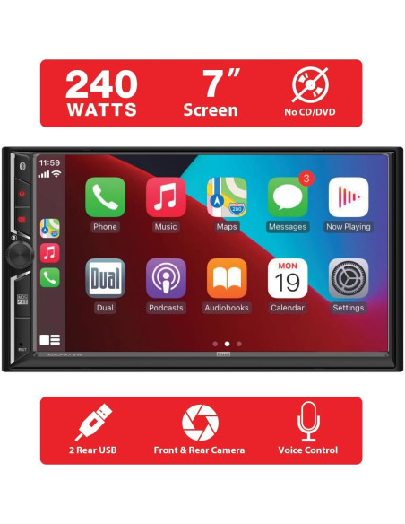 Estéreo Doble DIN Dual Electronics 7" Bluetooth CarPlay Estéreo Doble DIN Dual Electronics 7" Bluetooth CarPlay