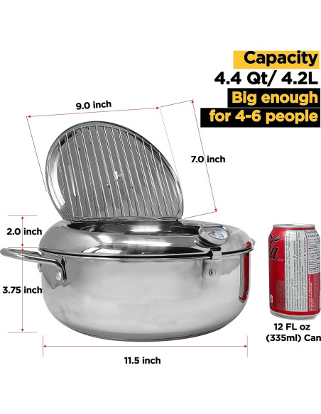 Olla de Freír Profunda Saltlas 4.2L Acero Inoxidable con Tapa Olla de Freír Profunda Saltlas 4.2L Acero Inoxidable con Tapa