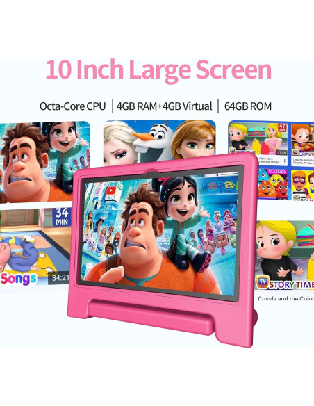 Tableta JREN 10.1" para Niños Android 14 64GB Rosa Tableta JREN 10.1" para Niños Android 14 64GB Rosa