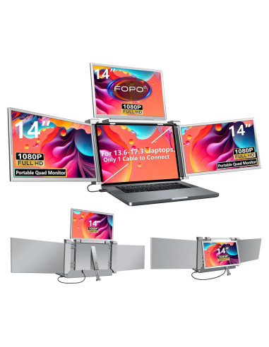 FOPO Extensor de Pantalla Cuádruple 14" FHD para Laptop