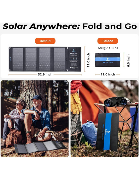 Cargador Solar BigBlue 28W 3 Puertos USB Plegable Camping Cargador Solar BigBlue 28W 3 Puertos USB Plegable Camping