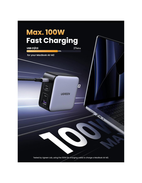 Cargador USB C UGREEN 100W 4 Puertos GaN Compacto Cargador USB C UGREEN 100W 4 Puertos GaN Compacto