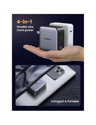 Cargador USB C UGREEN 100W 4 Puertos GaN Compacto
