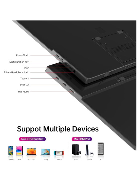 Monitor Portátil Yxk 15.6" FHD USB-C HDMI Ultra Delgado Monitor Portátil Yxk 15.6" FHD USB-C HDMI Ultra Delgado