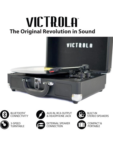 Victrola Journey+ Reproductor de Vinilo 3 Velocidades Lino Crema