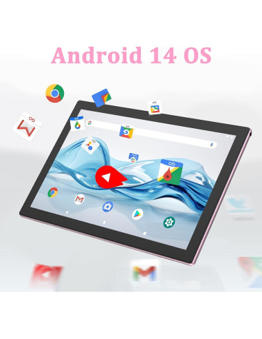 Tableta 2 en 1 COOPERS 10" Android 14, 8GB RAM, Rosa