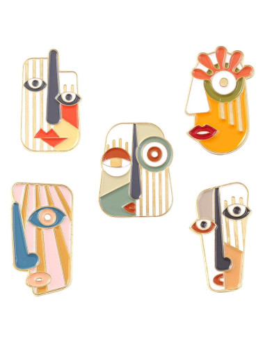 Conjunto de 5 Broches de Esmalte Estilo Picasso - DD-life