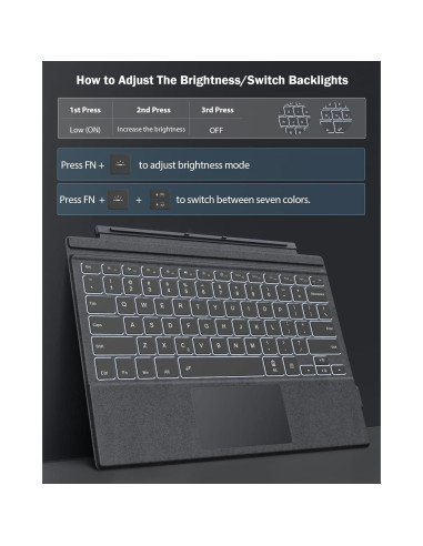 Teclado Inalámbrico MoKo para Microsoft Surface Pro Gris